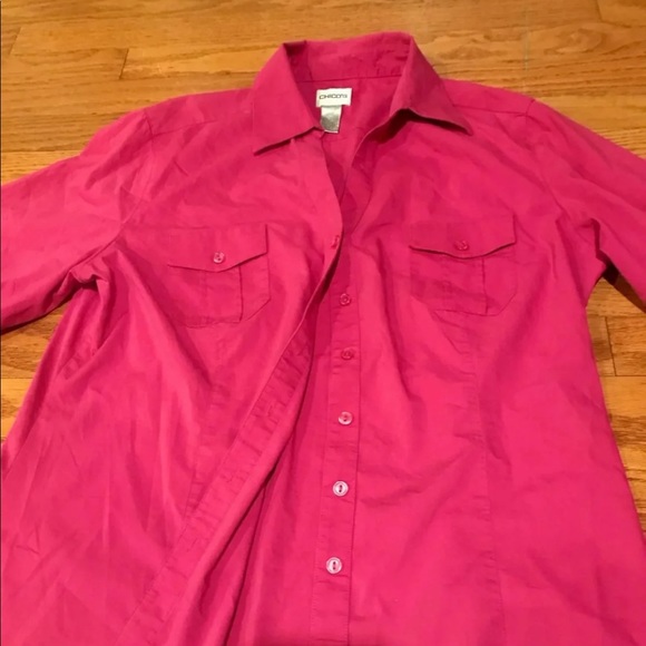 CHICOS Pink Button Up Collar Blouse & Skirt Outfit - Picture 8 of 8